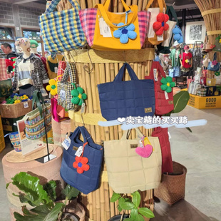 国内现货 泰国网红潮牌goodgoods挂件花爱心草编筐单肩手提菜篮子