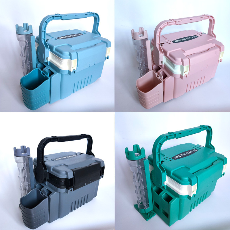 路亚钓箱手提箱垂钓用品带锁扣可挂立杆器杯架渔具收纳箱可坐