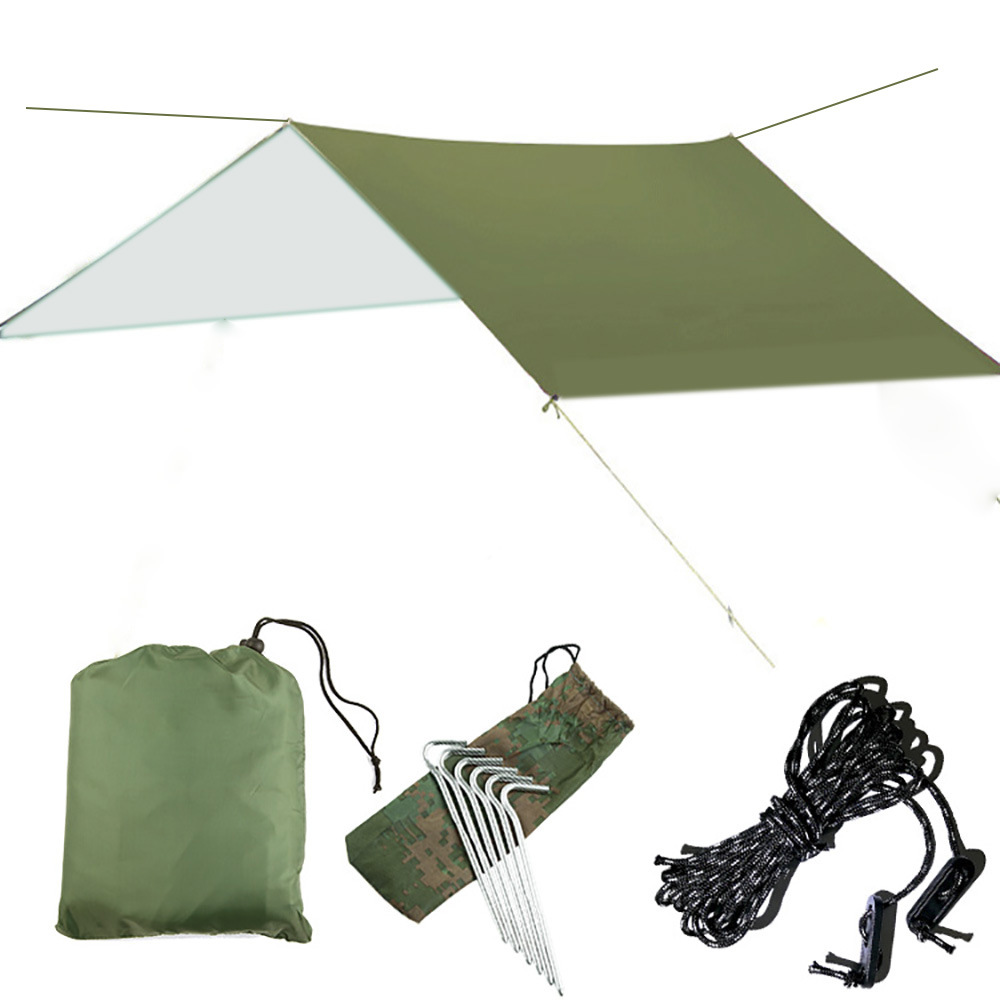 天幕帐篷户外3-4人涂银黑胶防水防晒野营沙滩垫露营地布一体款