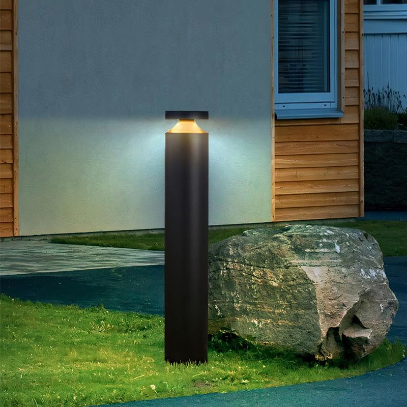 新款太阳能户外草坪灯创意圆柱落地灯简约现代铝材花园LED草地灯