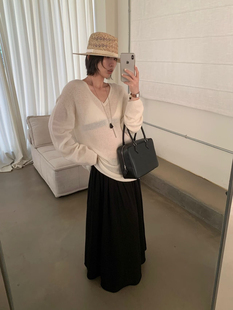 2026 广州十三行女装WATER OFFICIAL新款v领宽松针织毛衫女装上衣