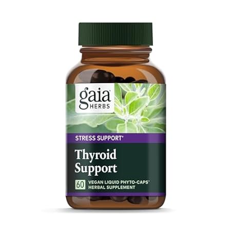 Gaia Herbs Thyroid Support - Made with Ashwagandha， Kelp，