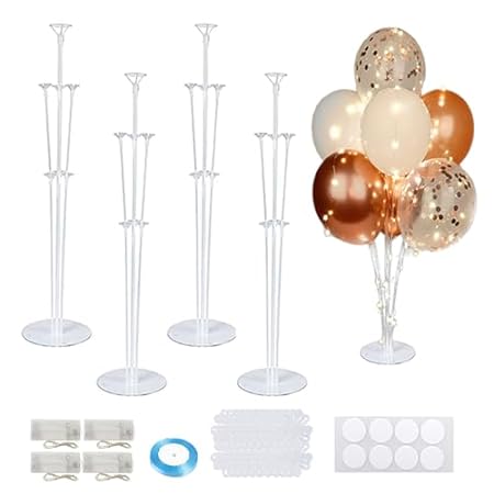 Idefair 4 Sets Balloon Stand Kit with String Light， Ballo
