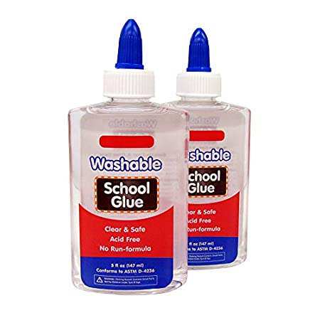 school glue, clear, washable, 5 ounce bottles - acid free
