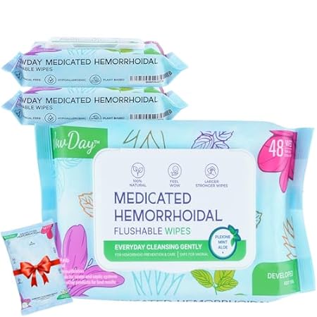 WowDay Daily Care Hemorrhoidal Medicated Wipes for Hemorr