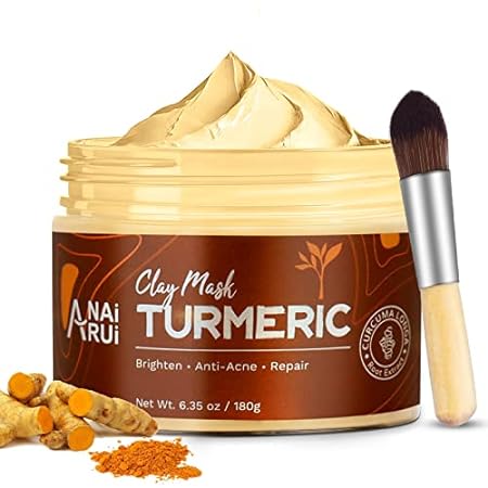 ANAI RUI Turmeric Vitamin C Face Mask， Clay Facial Mask w