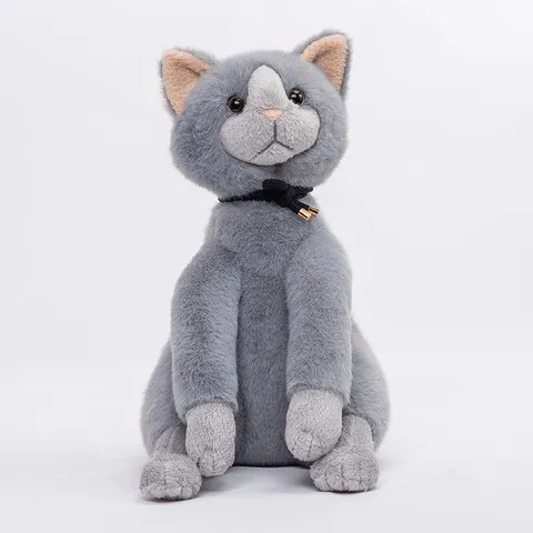 女正版生日礼物Dabron毛绒公仔玩偶娃娃新品仿真百褶领小猫咪灰色