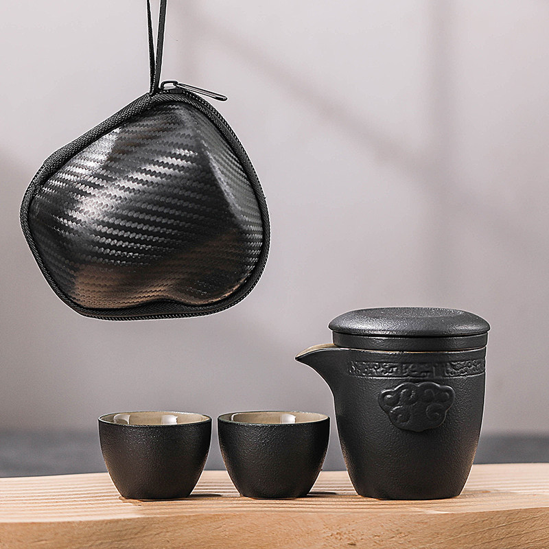 鑫裕源便携快客杯户外一壶两杯带包旅行茶具套装轻奢陶瓷功夫茶具