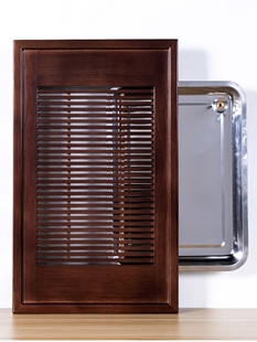 新裕园茶盘实木家居客厅功夫茶盘简易不锈钢茶盘托盘储水排水茶几