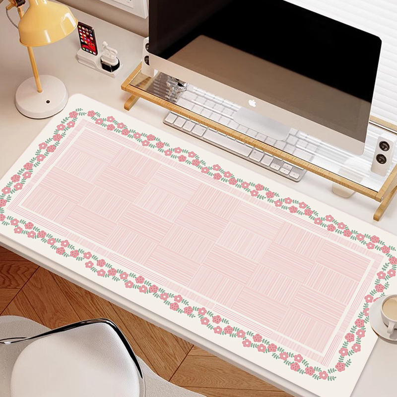粉色花簇鼠标垫超大号女生高颜值
