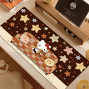 秋冬棕色系鼠标垫超大女生高颜值办公室桌垫凯蒂猫电脑键盘垫定制