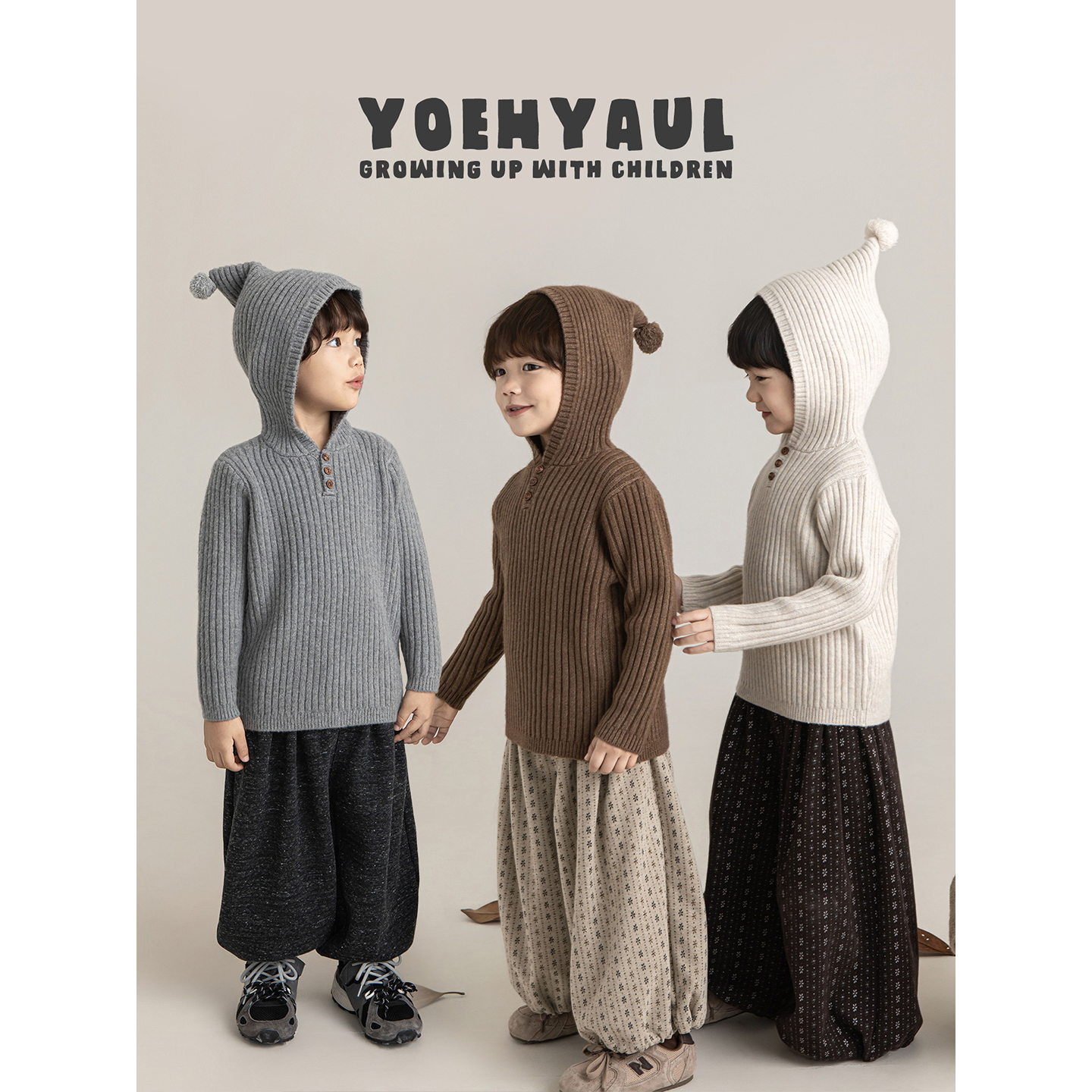 幼悠男童2025冬季新款尖尖连帽毛衣时尚慵懒百搭保暖儿童上衣冬装