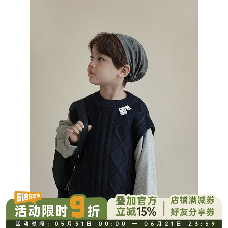 幼悠男童春秋装新款衣服宝宝洋气假两件上衣儿童韩版时髦针织卫衣