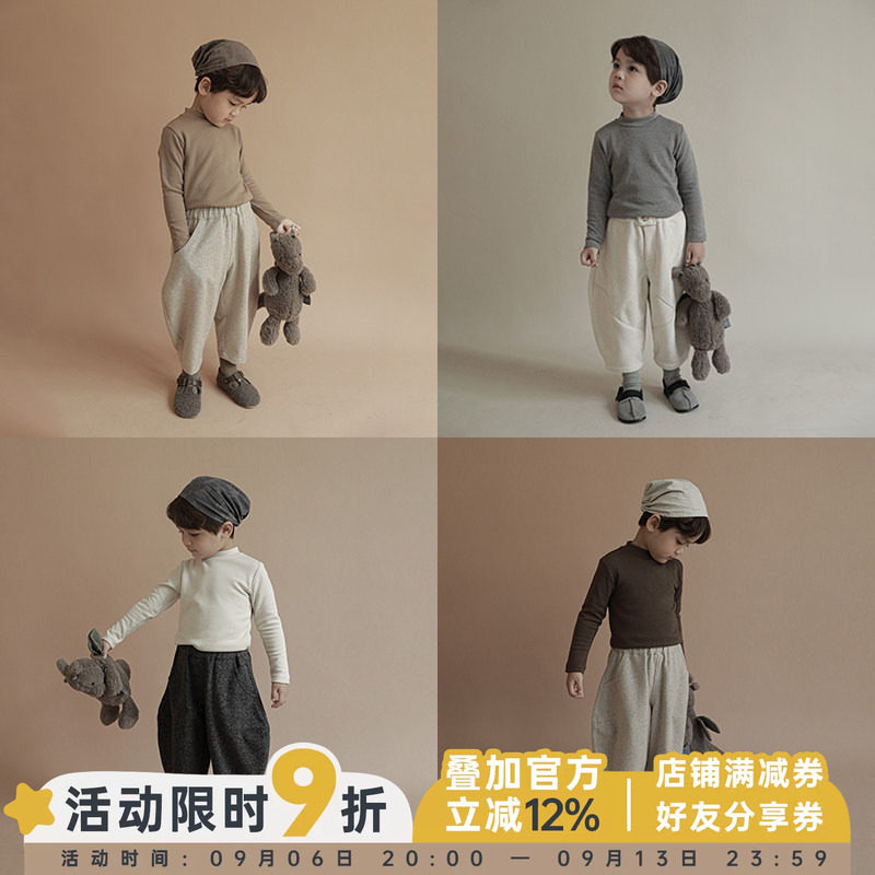 幼悠 儿童T恤春秋装新款潮男童长袖打底衫宝宝宽松休闲半高领上衣
