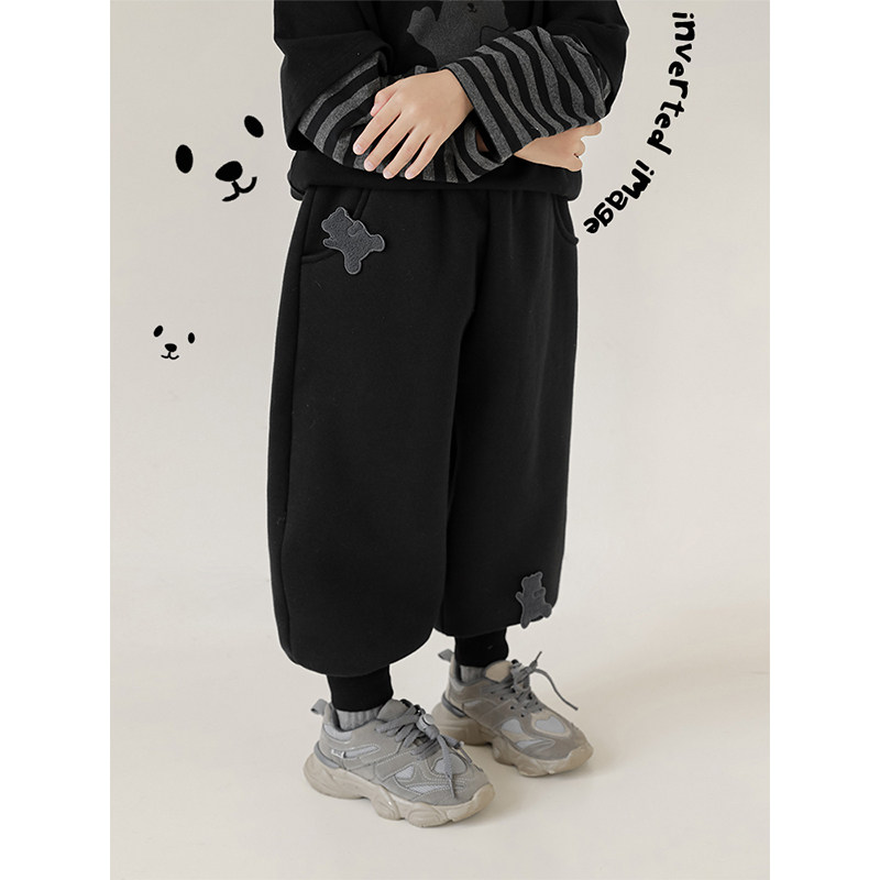 幼悠男童熊熊贴布绣标束脚加绒加厚宽松休闲裤冬季儿童保暖长裤潮,童装/婴儿装/亲子装,裤子,淘宝优惠券,粉丝福利购,淘宝优惠卷