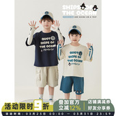 T恤宽松基础百搭纯棉儿童上衣 字母印花短袖 幼悠男童2026夏季 新款