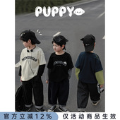 T恤 小熊绣标字母印花男童假两件撞色拼接叠穿长袖 幼悠 春秋新款