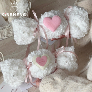 苹安果包装 毛绒糖果小拎包 芯苼 布材料包花艺资材 圣诞节新品