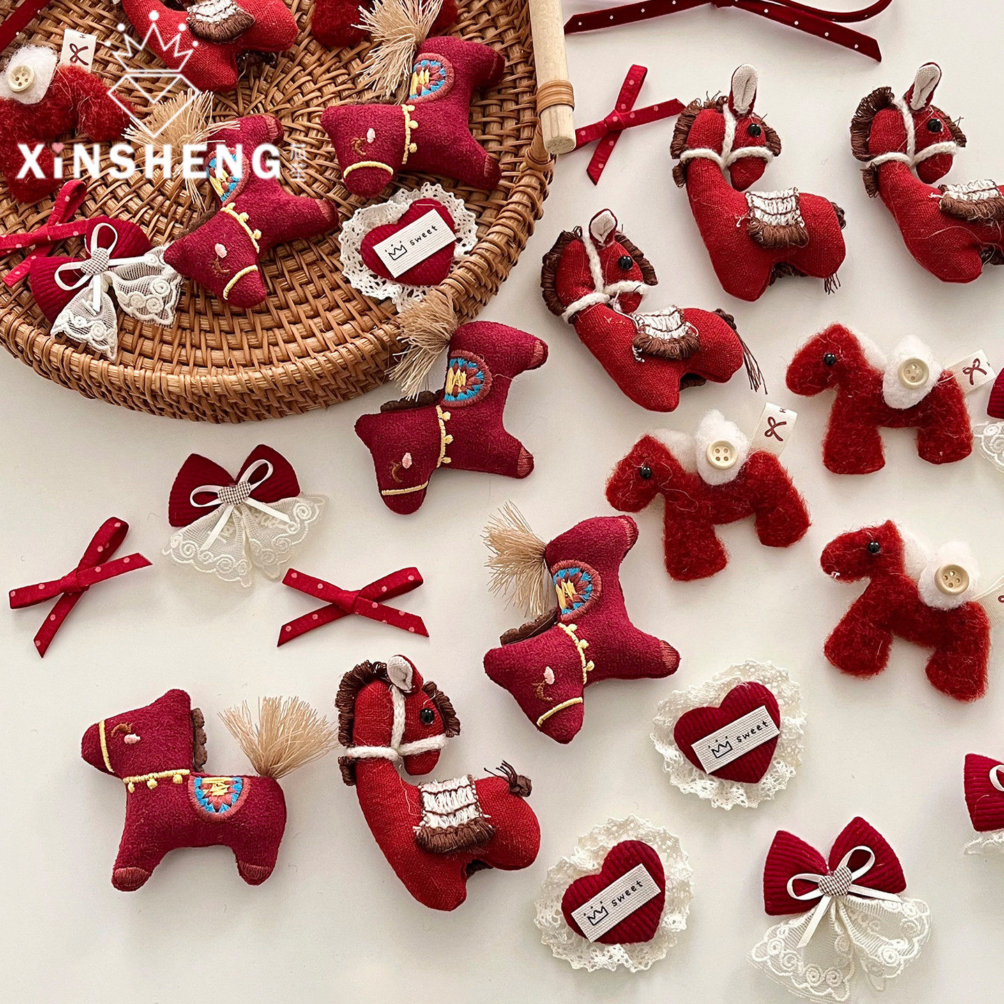 【2026马年】芯苼 新年布艺布贴装饰挂件礼物配饰花艺手工diy材料,鲜花速递/花卉仿真/绿植园艺,花艺材料,淘宝优惠券,粉丝福利购,淘宝优惠卷