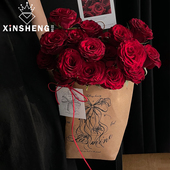 袋花艺资材 加厚防水鲜花束包装 芯苼 原创复古罗曼结·水洗牛皮袋