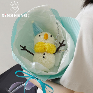 芯苼 纸节日礼物花艺资材 圣诞节冰雪奇缘·雪人花束鲜花束diy包装