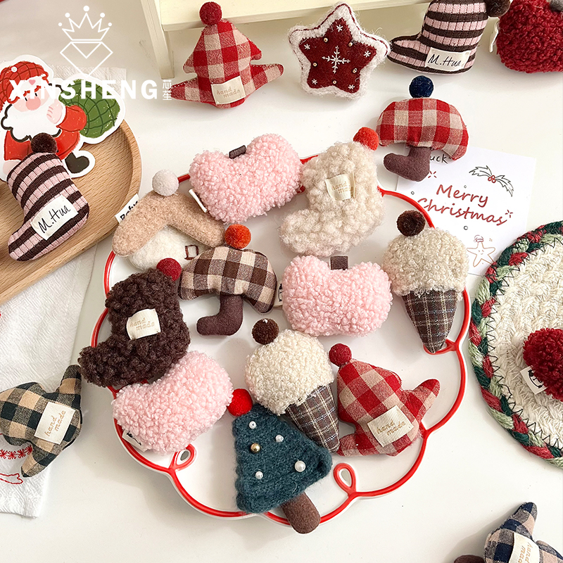 芯苼圣诞格纹配饰圣诞树装饰挂件