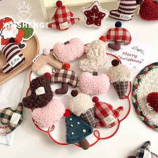 圣诞树装 格纹系列小配饰 芯苼 饰挂件礼物搭配资材 圣诞节新品