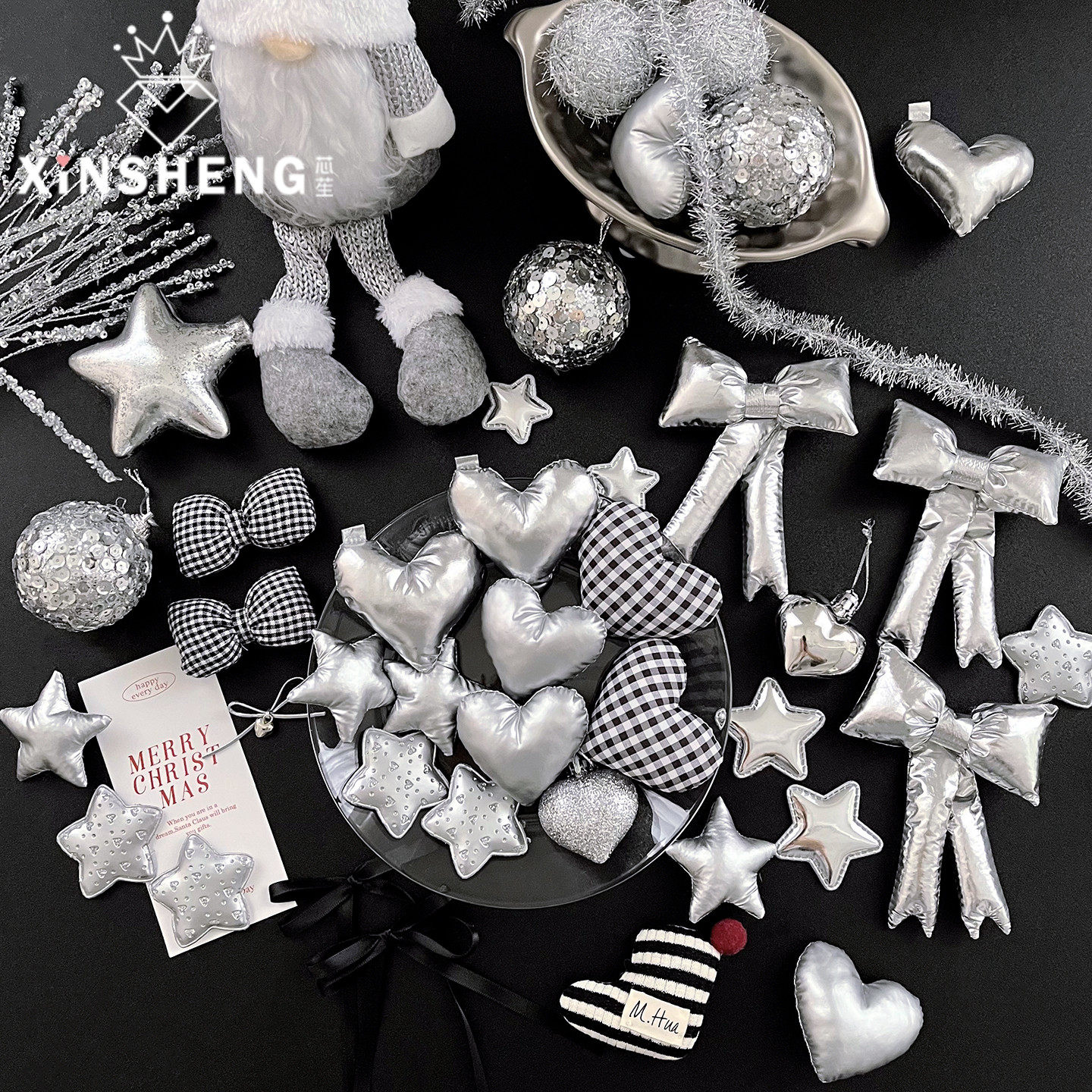 芯苼 银色系列装饰花店鲜花花束包装手工diy搭配挂件花艺配件礼物