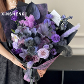 芯苼 纸花店 紫酱多彩风华石纹纸鲜花束包花纸手工花艺diy材料包装