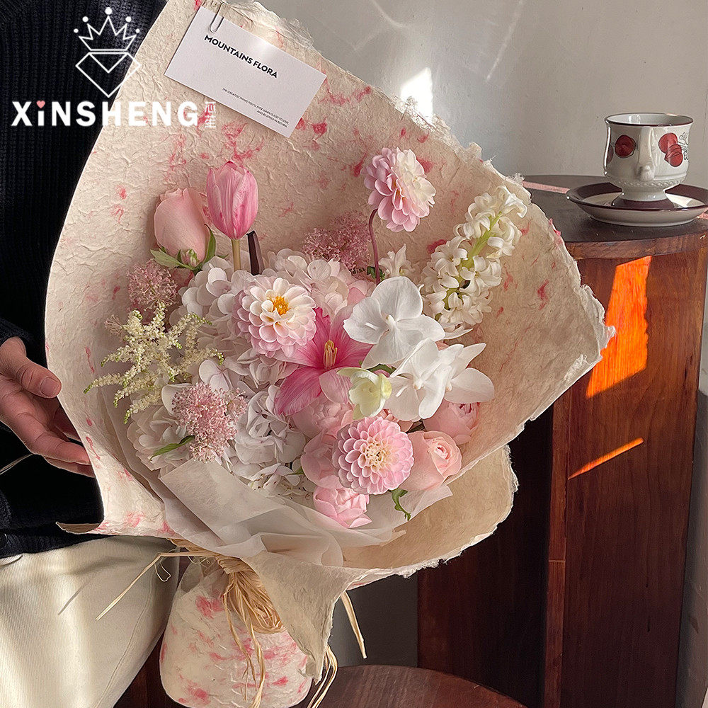 芯苼 扎染艺术东巴纸鲜花花束手工DIY复古包花纸花店花艺爆款资材