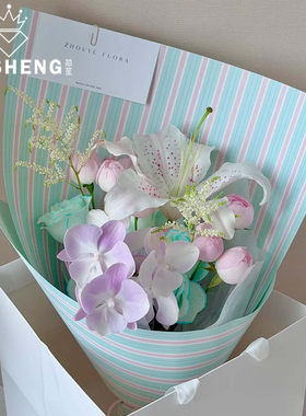 芯苼原创法式条纹包装纸