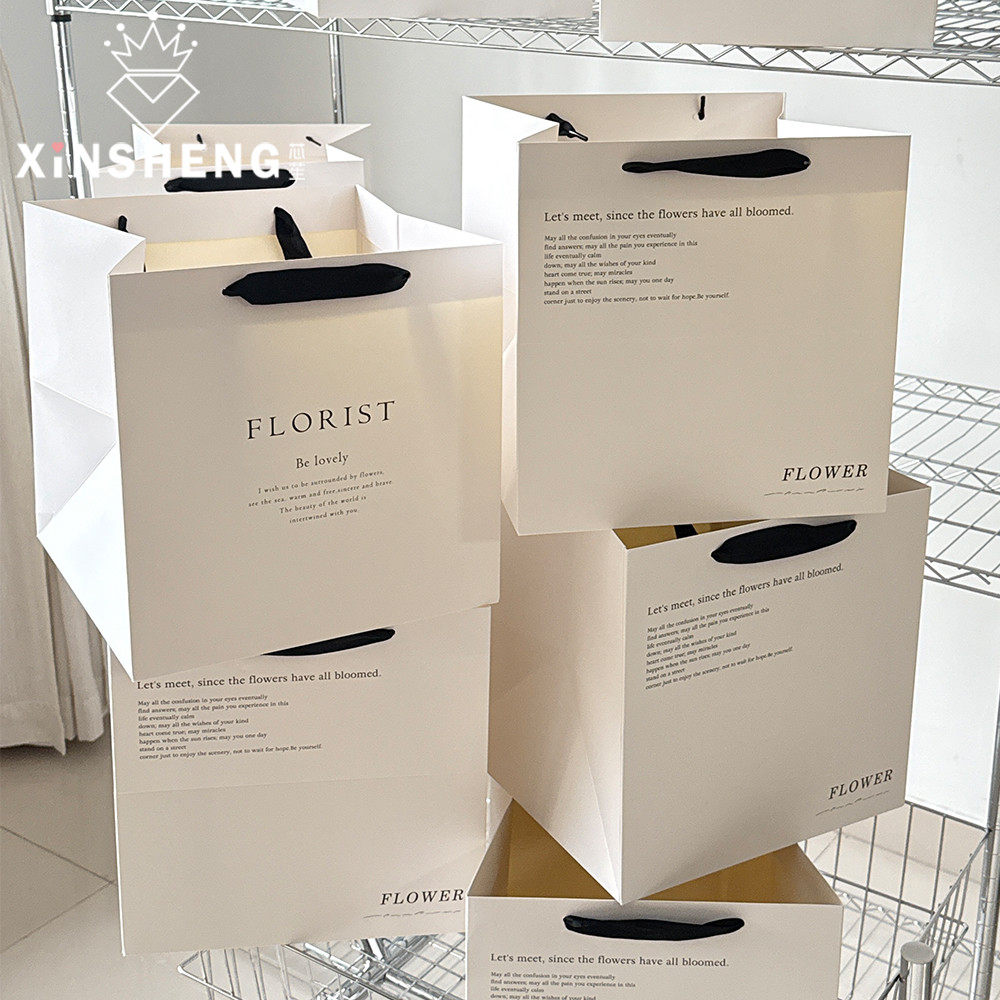 芯苼 纯白英文手提袋鲜花束简约高级感包装袋礼品包装DIY花艺资材,鲜花速递/花卉仿真/绿植园艺,花艺包装盒,淘宝优惠券,粉丝福利购,淘宝优惠卷