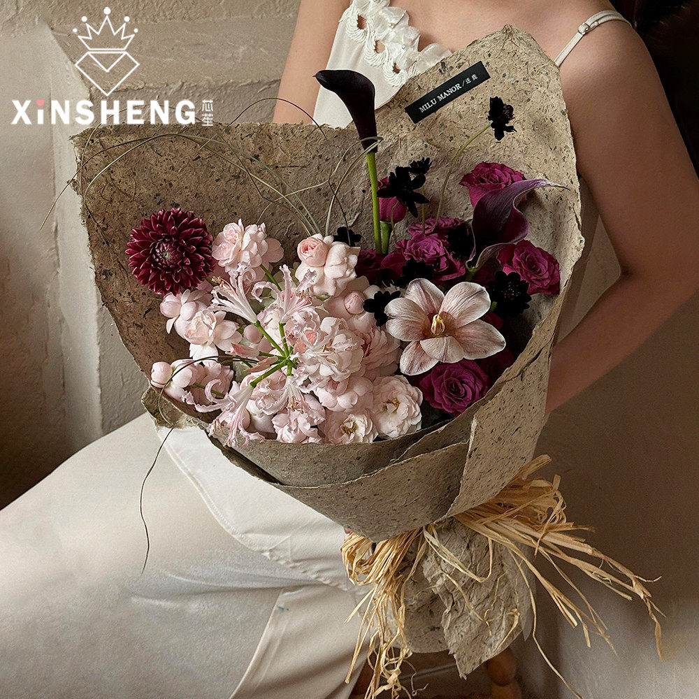 芯苼 手工桑皮纸 花店鲜花花束天然纤维包花纸高质感花艺包装资材