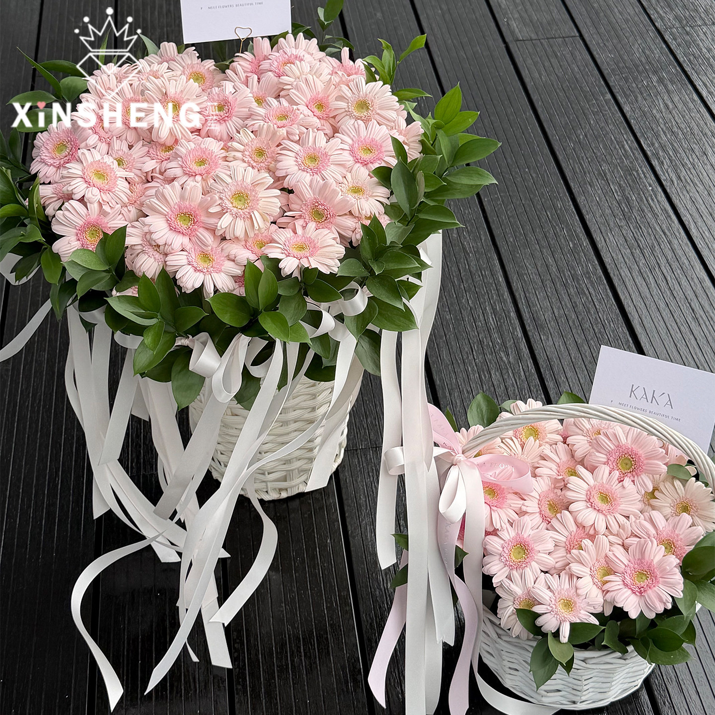 芯苼 新品白色花篮系列花店鲜花束包装手工diy精致高级感花艺礼篮
