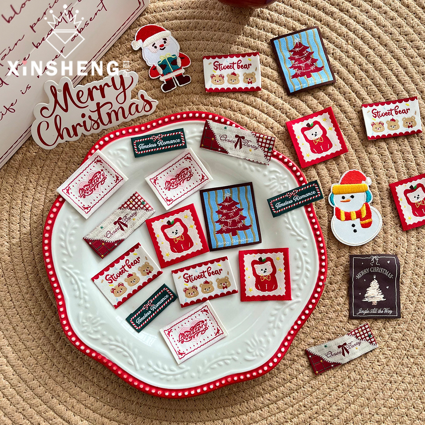 芯苼【圣诞花束氛围布贴装饰】