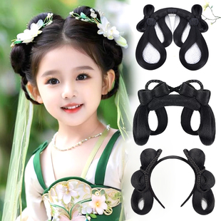 儿童古装假发头饰古风女童一体式懒人发髻汉服造型发饰盘发垫发包