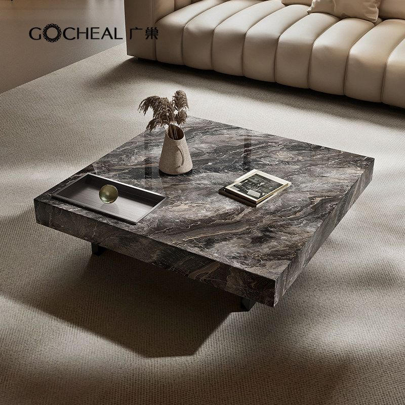 广巢大理石正方形大户型别墅茶桌