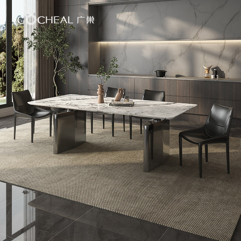 广巢意式极简大理石家用餐桌椅