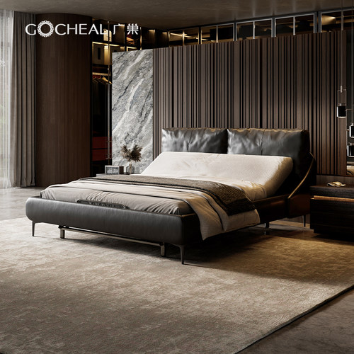 广巢智能电动功能床头层牛皮