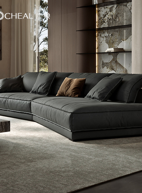 广巢 baxter布达佩斯真皮沙发极简客厅大转角磨砂皮弧形异形B