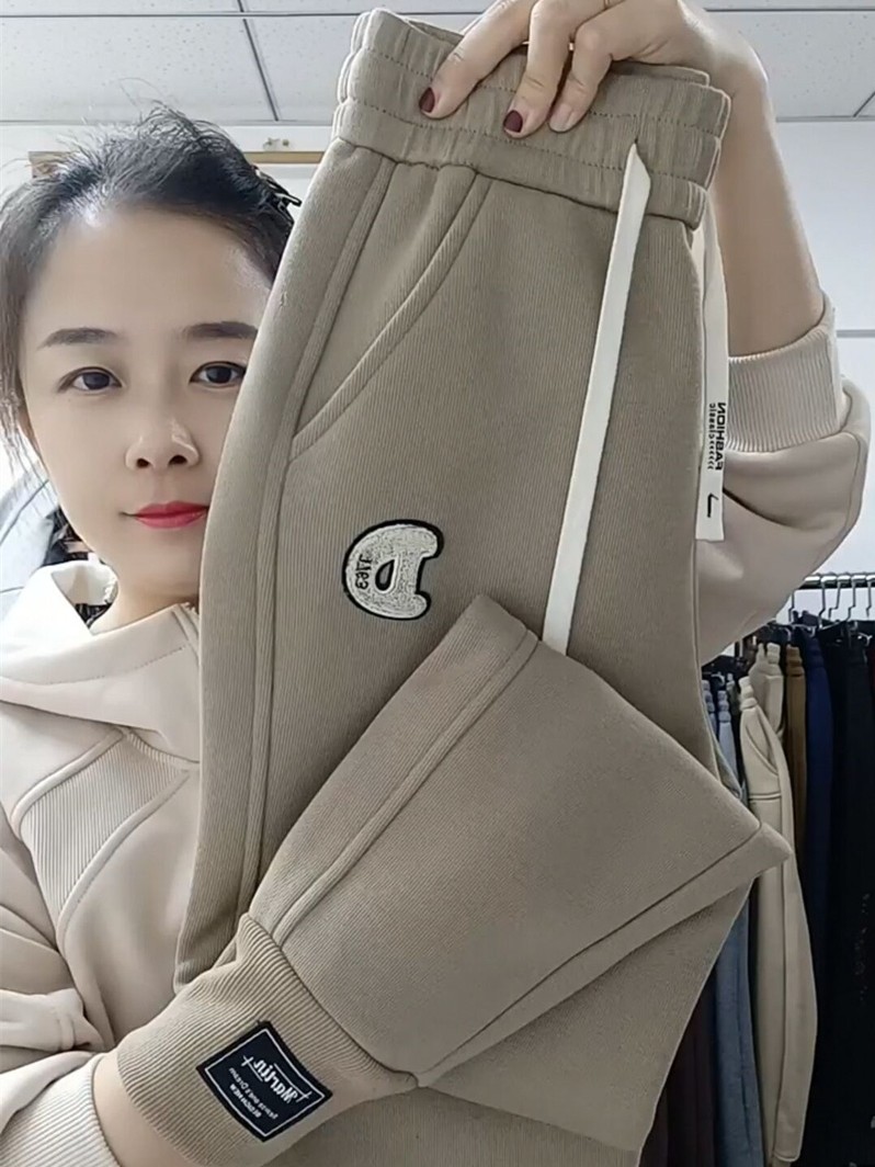 韩国宽松显瘦哈伦裤加绒卫裤女秋冬2025高腰百搭束脚休闲裤运动裤