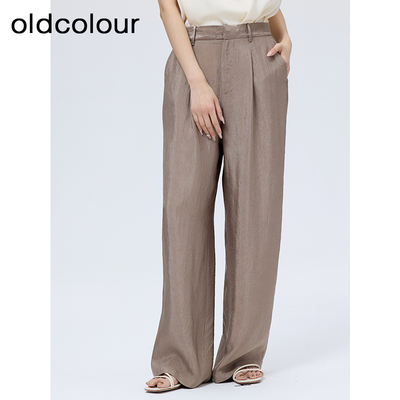 oldcolour欧珂夏季时尚轻薄宽松通勤简约直筒纯色长裤女