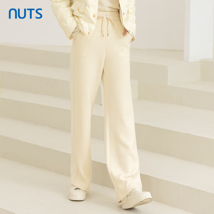 NUTS冬季新款简约高腰直筒显瘦系带长款休闲裤女4410706A1-599