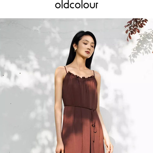 oldcolour夏季新款小众收腰显瘦长款吊带连衣裙女Q221019A1-699