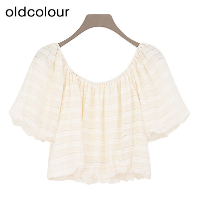 oldcolour欧珂夏季新款休闲圆领短袖套头衫女BR25011201