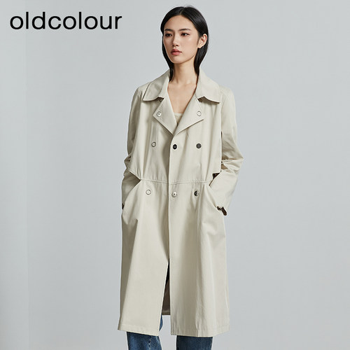 oldcolour商城同款秋季新款高级流行气质长款风衣外套女P340404A1