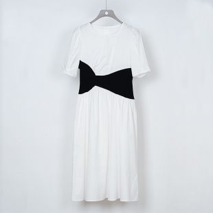 收腰显瘦黑白撞色甜酷气质短袖 法式 连衣裙 新款 NUTS秋季