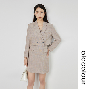 oldcolour短款小西装2022秋气质连衣裙两件套女O31103002B-899