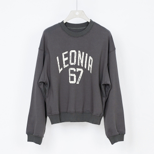 T恤卫衣女334022281 复古字母印花圆领宽松纯棉长袖 NUTS秋季 新款