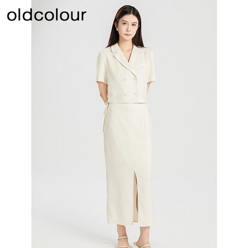 oldcolour欧珂夏季新款时尚短袖半身裙职业套装女BR24141119